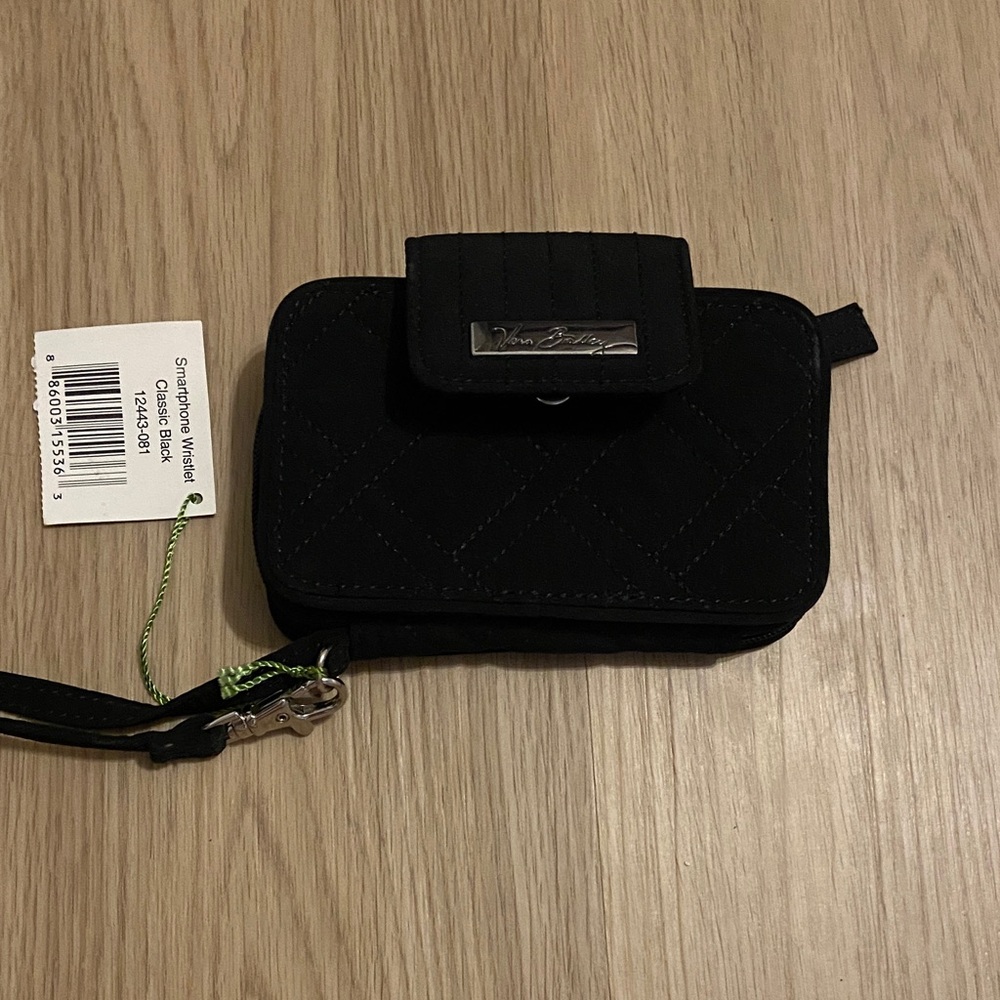 Vera Bradley Black Quilted Wristlet Phone Pouch